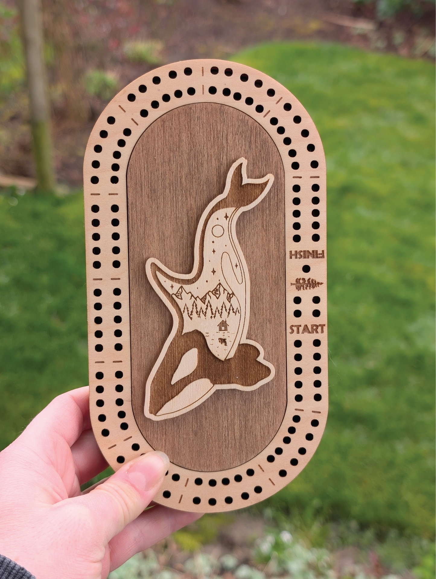Travel Size Orca Cribbage Board
