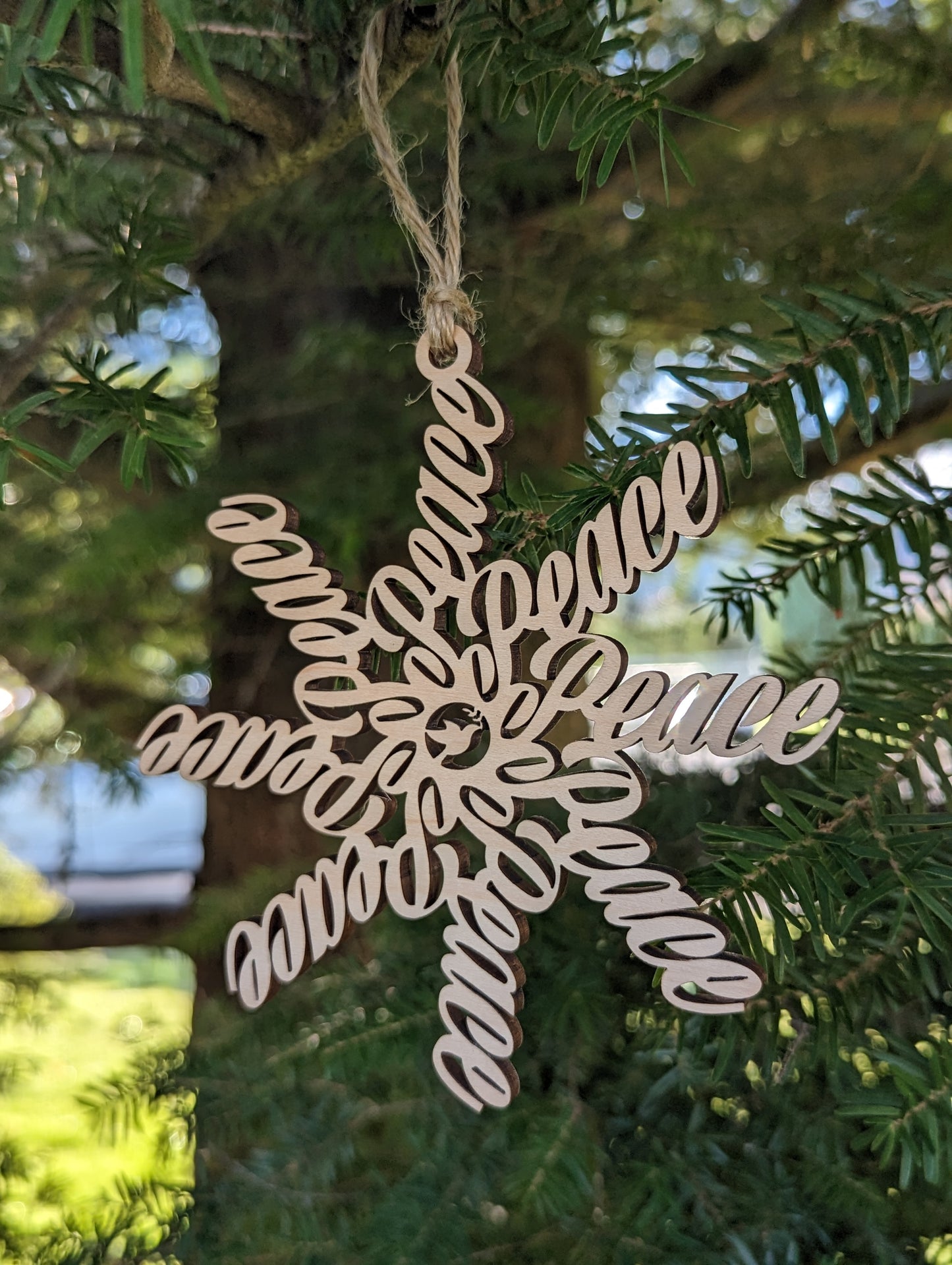 Wooden Advent snowflake Christmas Ornament