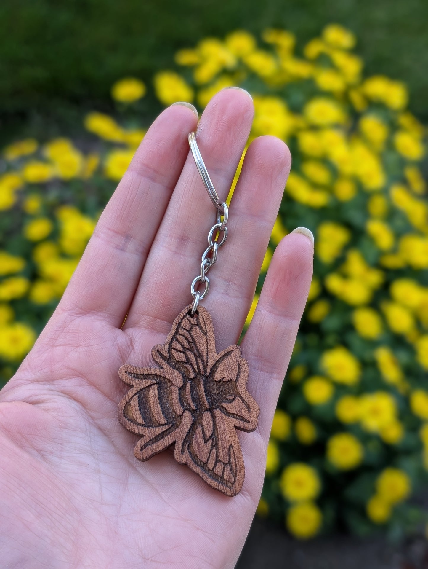 Wooden Bee Magnet or keychain