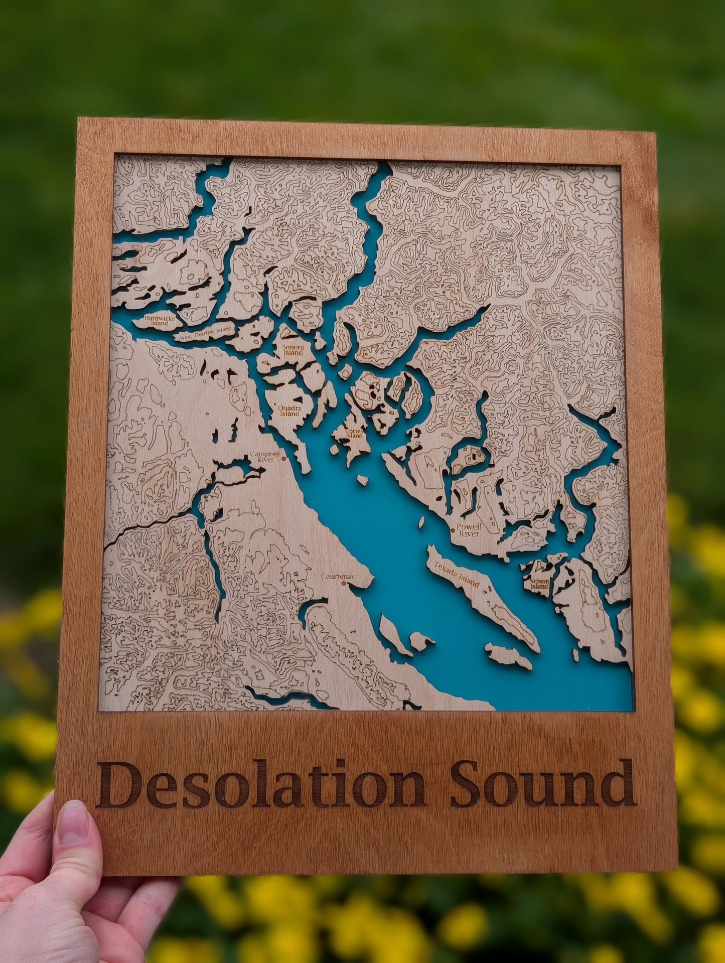 Desolation Sound Wooden Topographic Map
