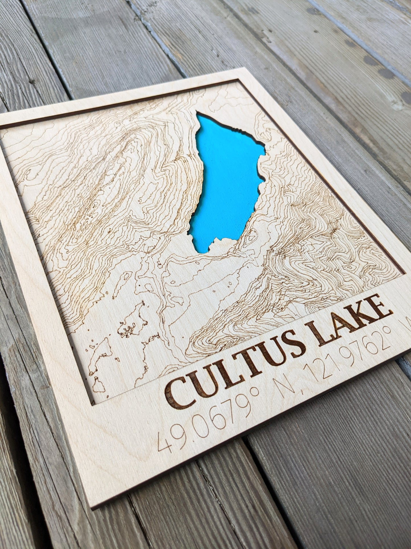 Cultus Lake Wooden Topographic Map Map 50.00