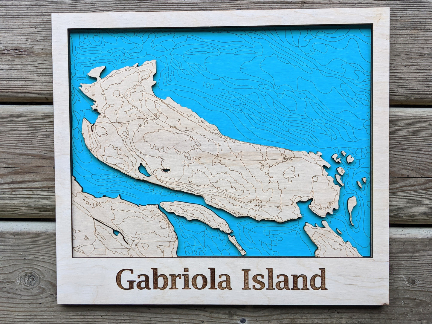 Gabriola Island Wooden Topographic Map Map 50.00