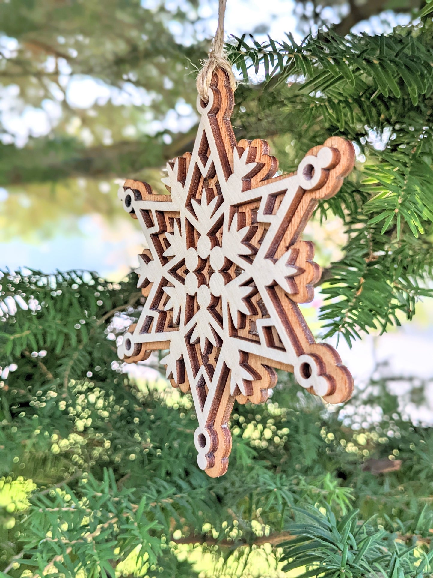 3D wooden snowflake Christmas Ornament Christmas Ornament 14.00