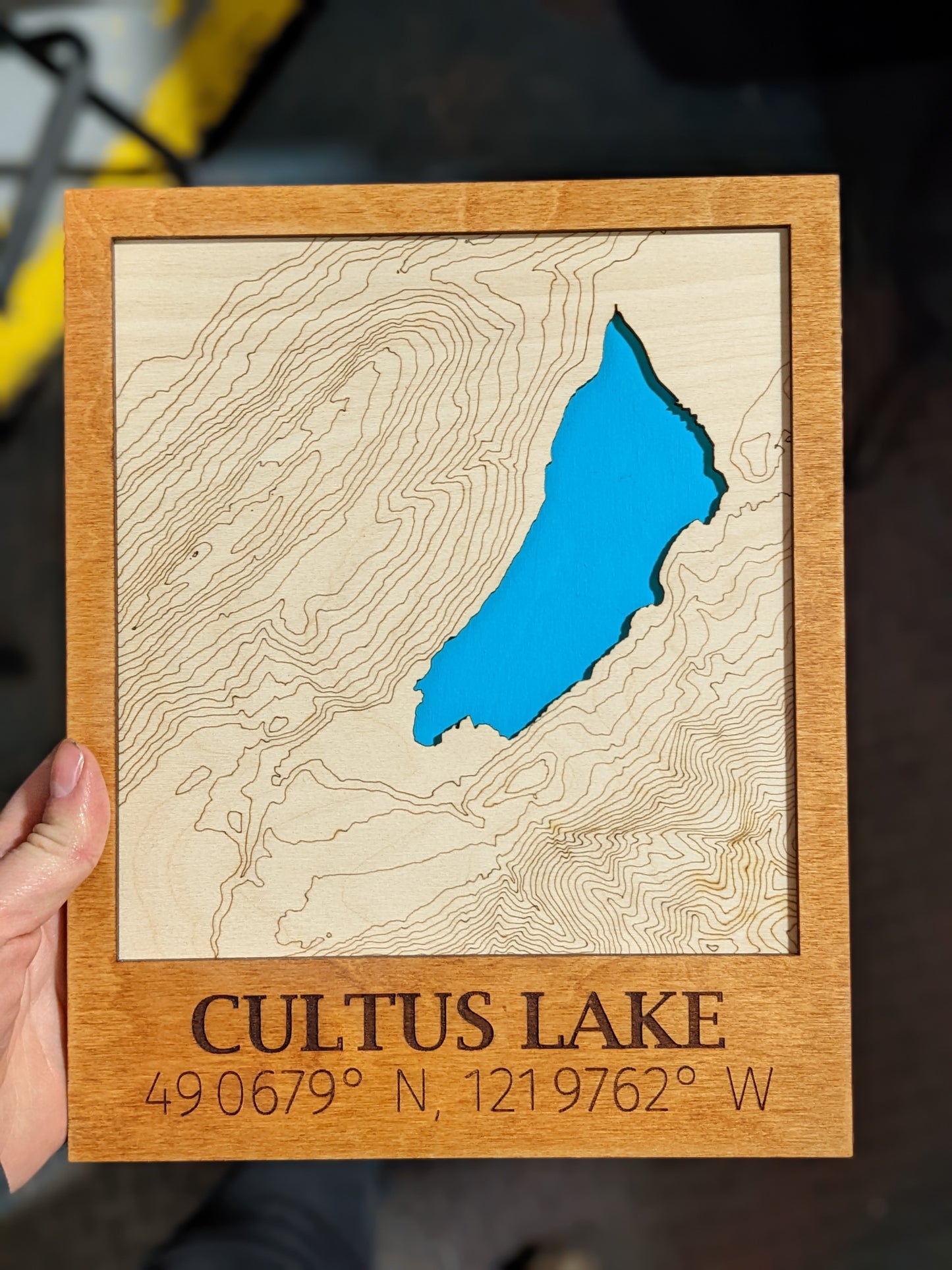 Cultus Lake Wooden Topographic Map