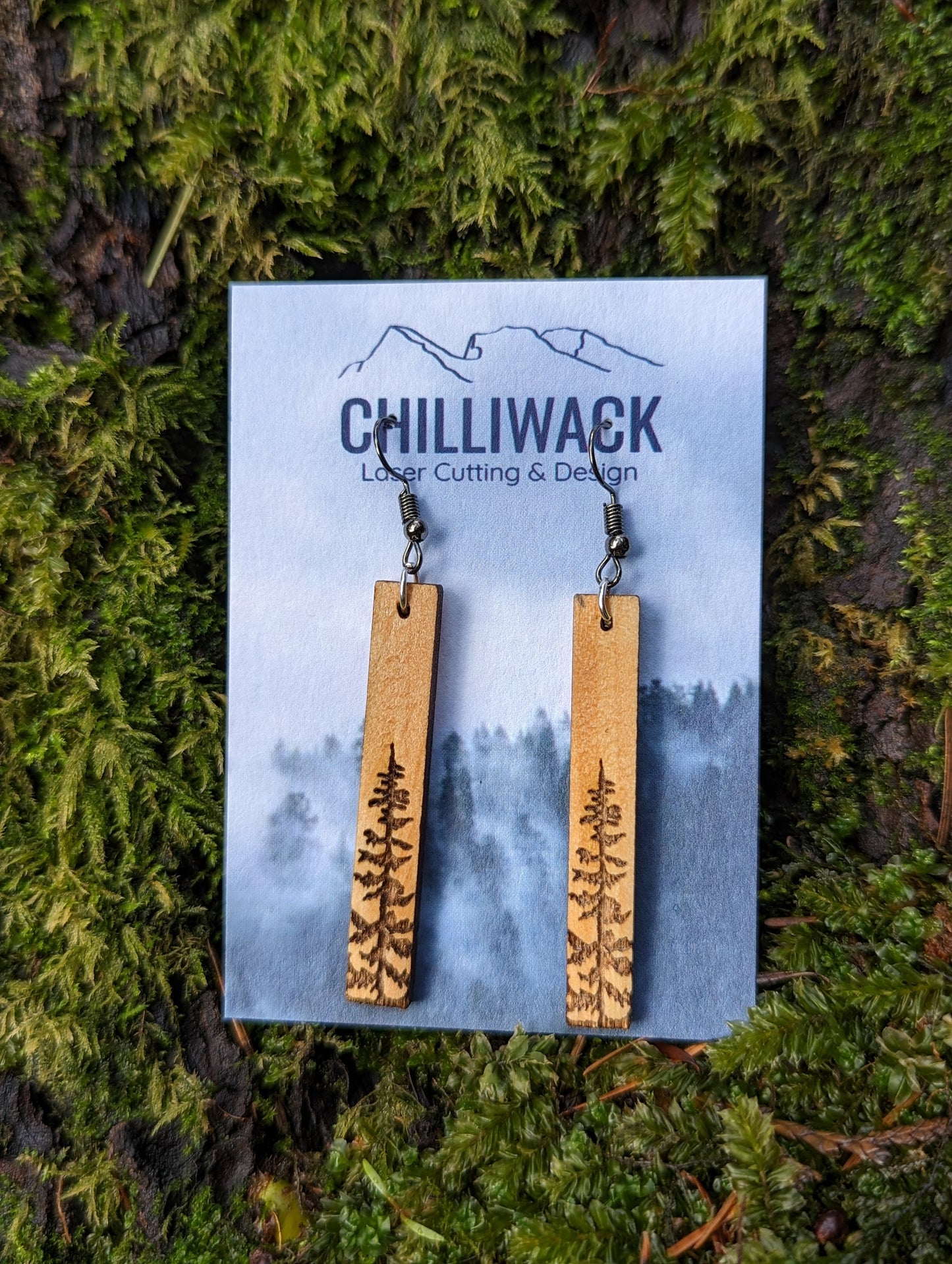 Dangly Wooden Tree Earrings