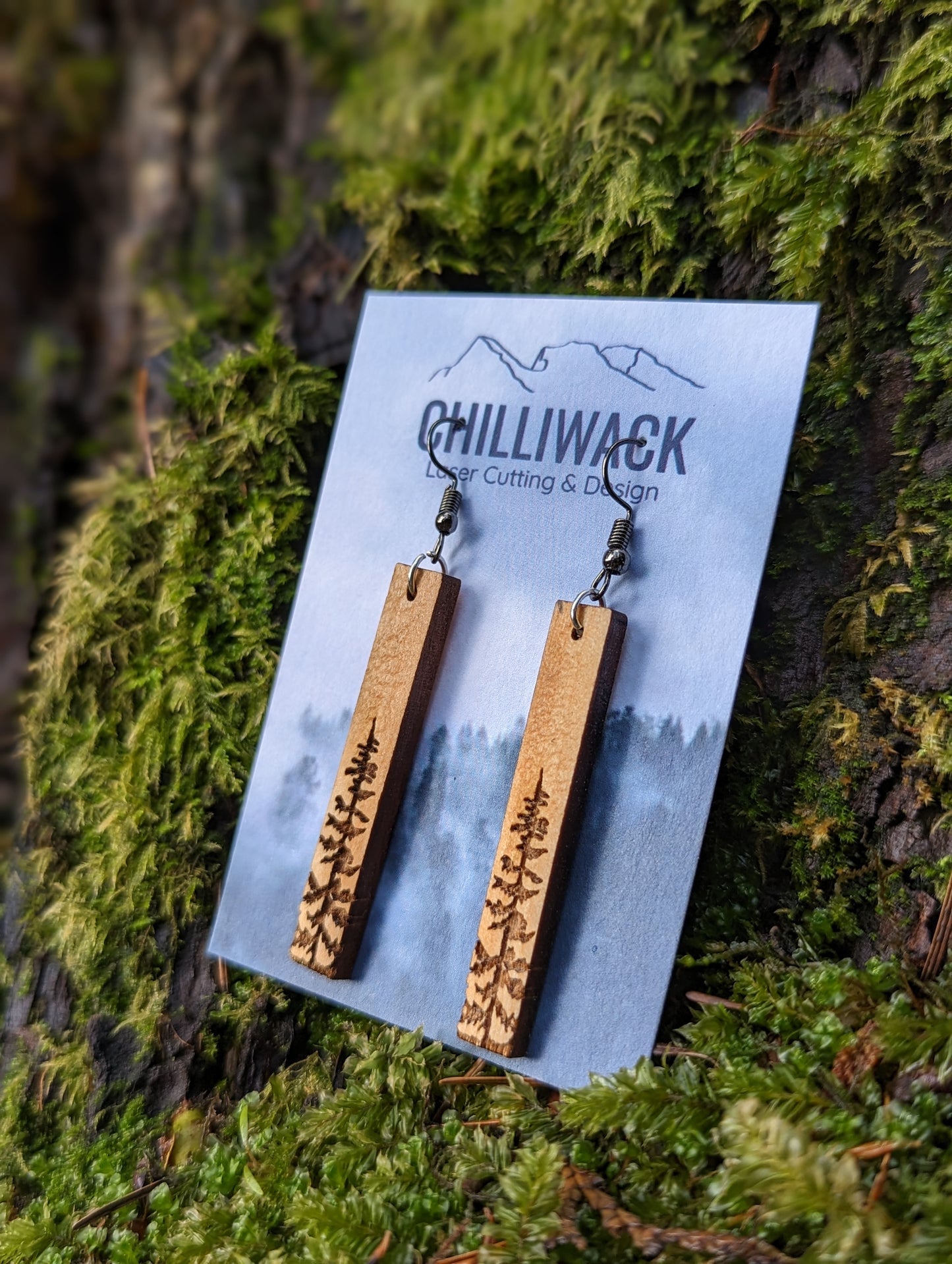 Dangly Wooden Tree Earrings