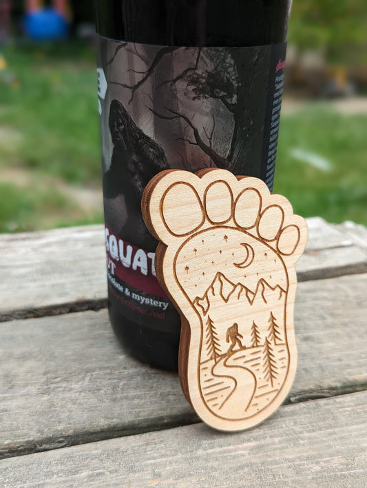 Wooden Bigfoot Magnetic Bottle Opener