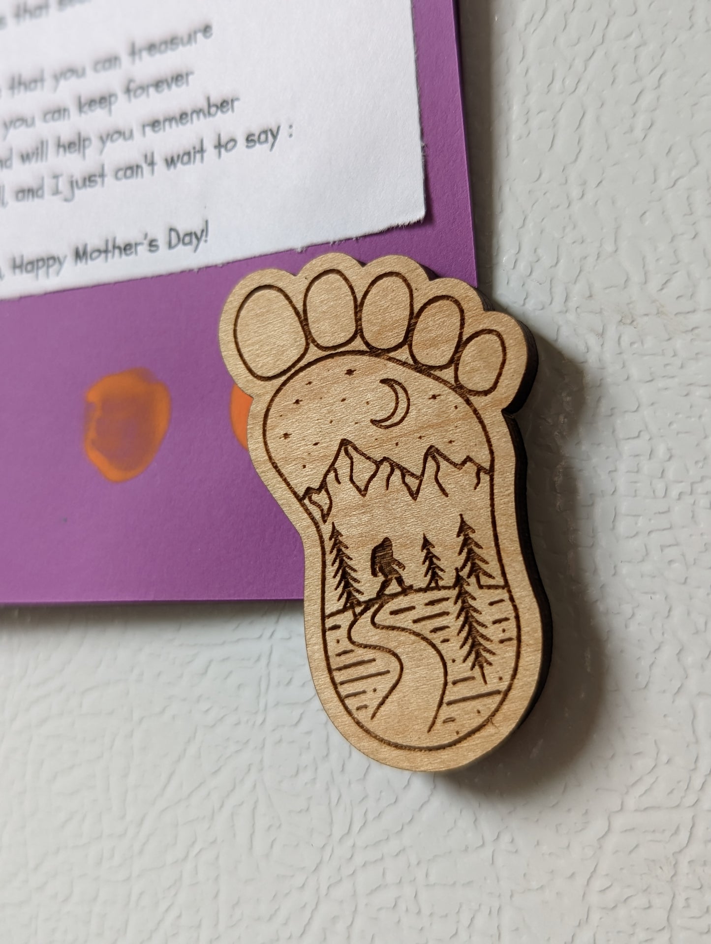 Wooden Bigfoot Magnet