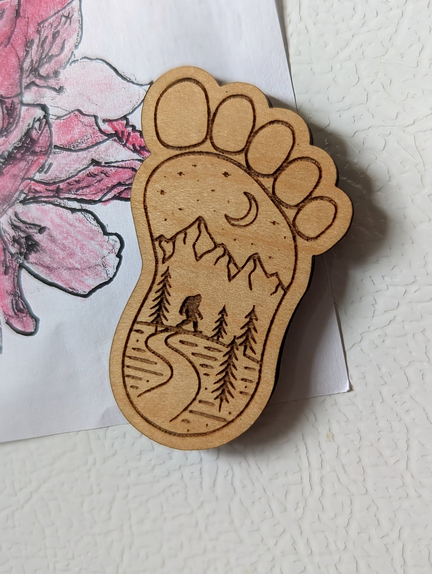 Wooden Bigfoot Magnet
