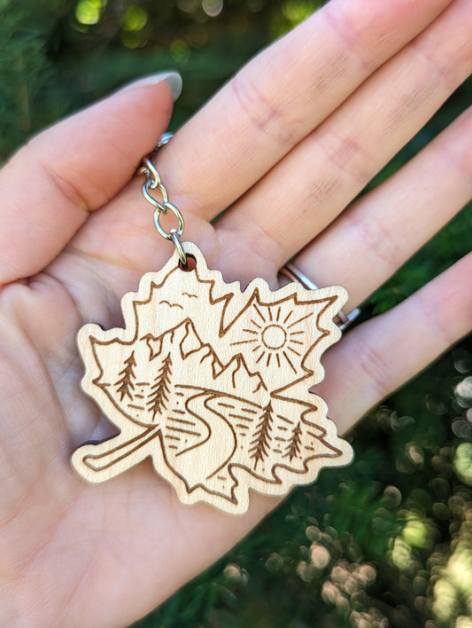 Adventure Maple Leaf Keychain/magnet