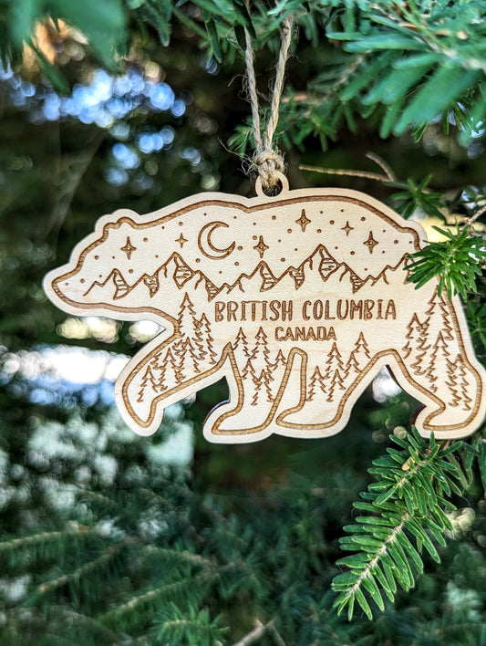 Wooden Bear BC Ornament