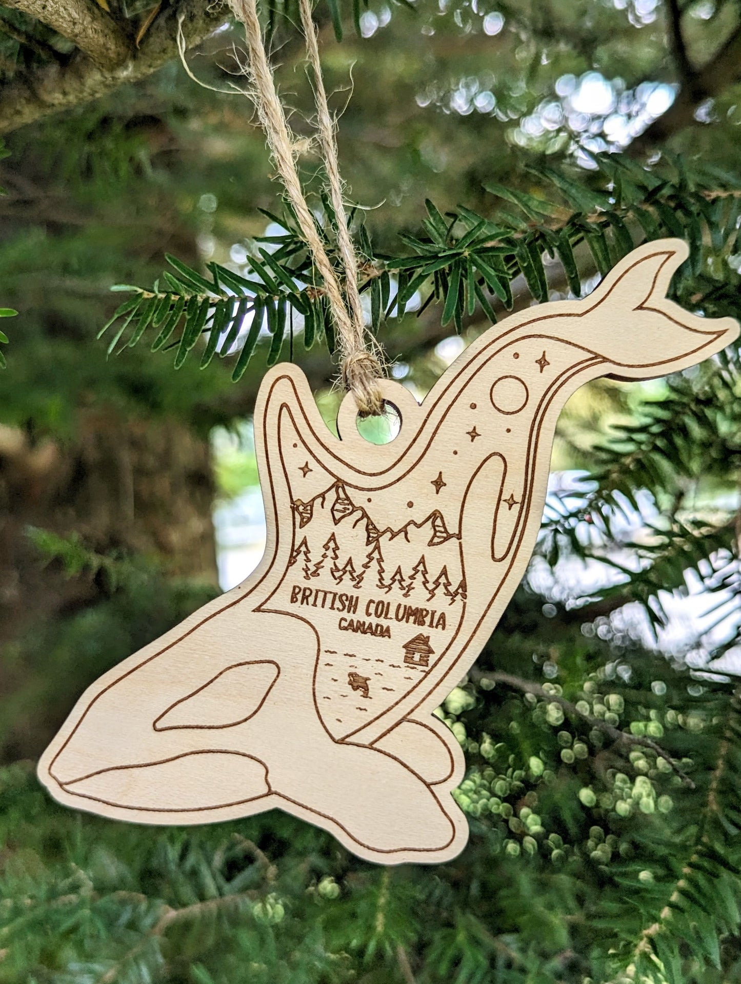 Wooden Orca BC Ornament