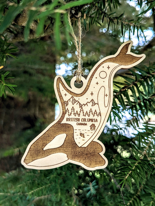 Wooden Orca BC Ornament