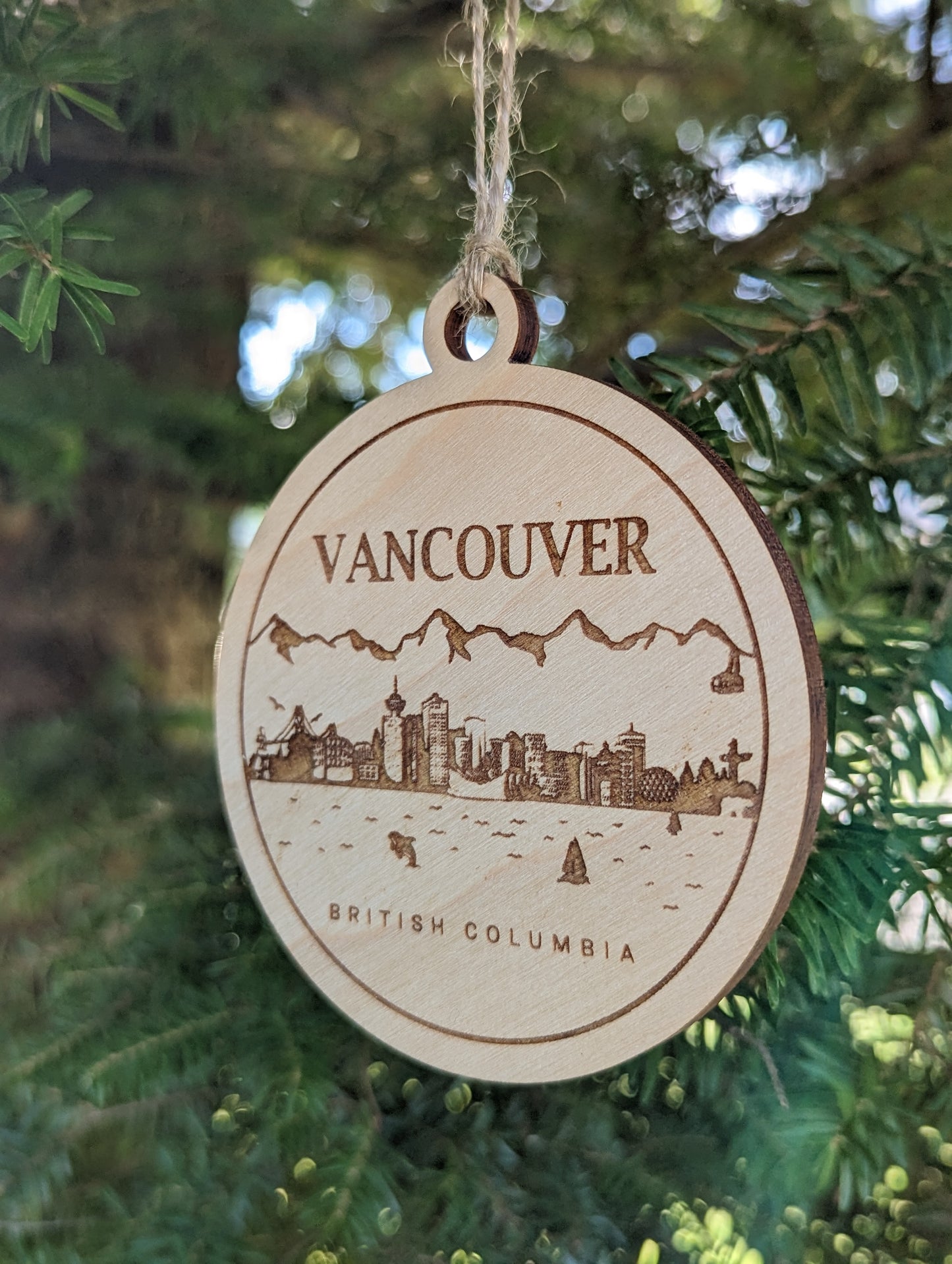 Wooden Vancouver Christmas Ornament