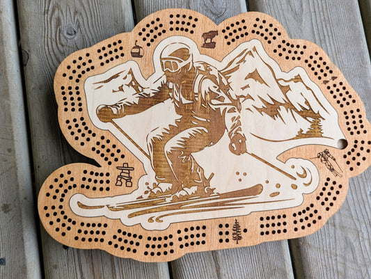 Skiing Cribbage Board