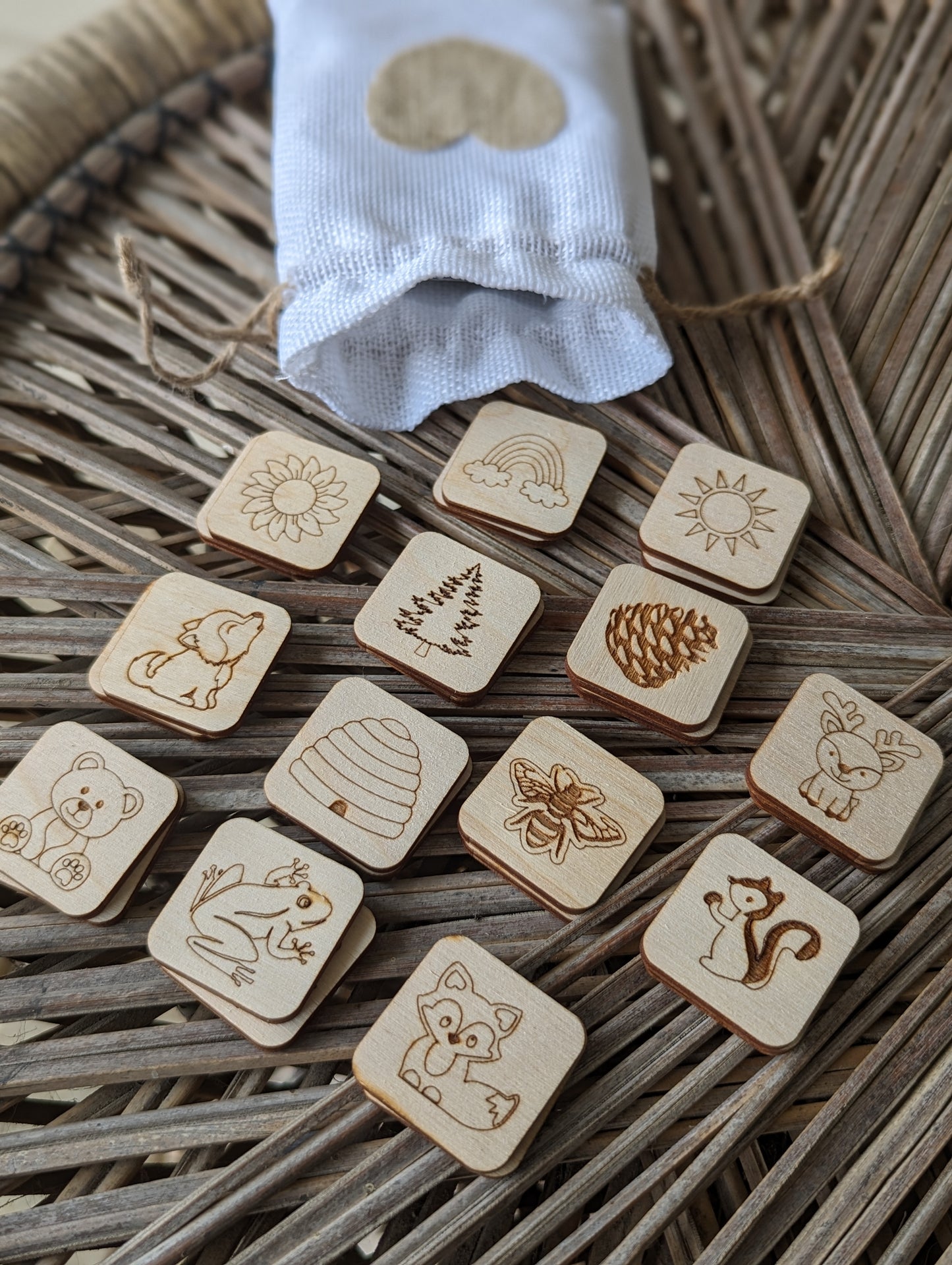 Wooden Nature Themed Memory Game / Matching Game