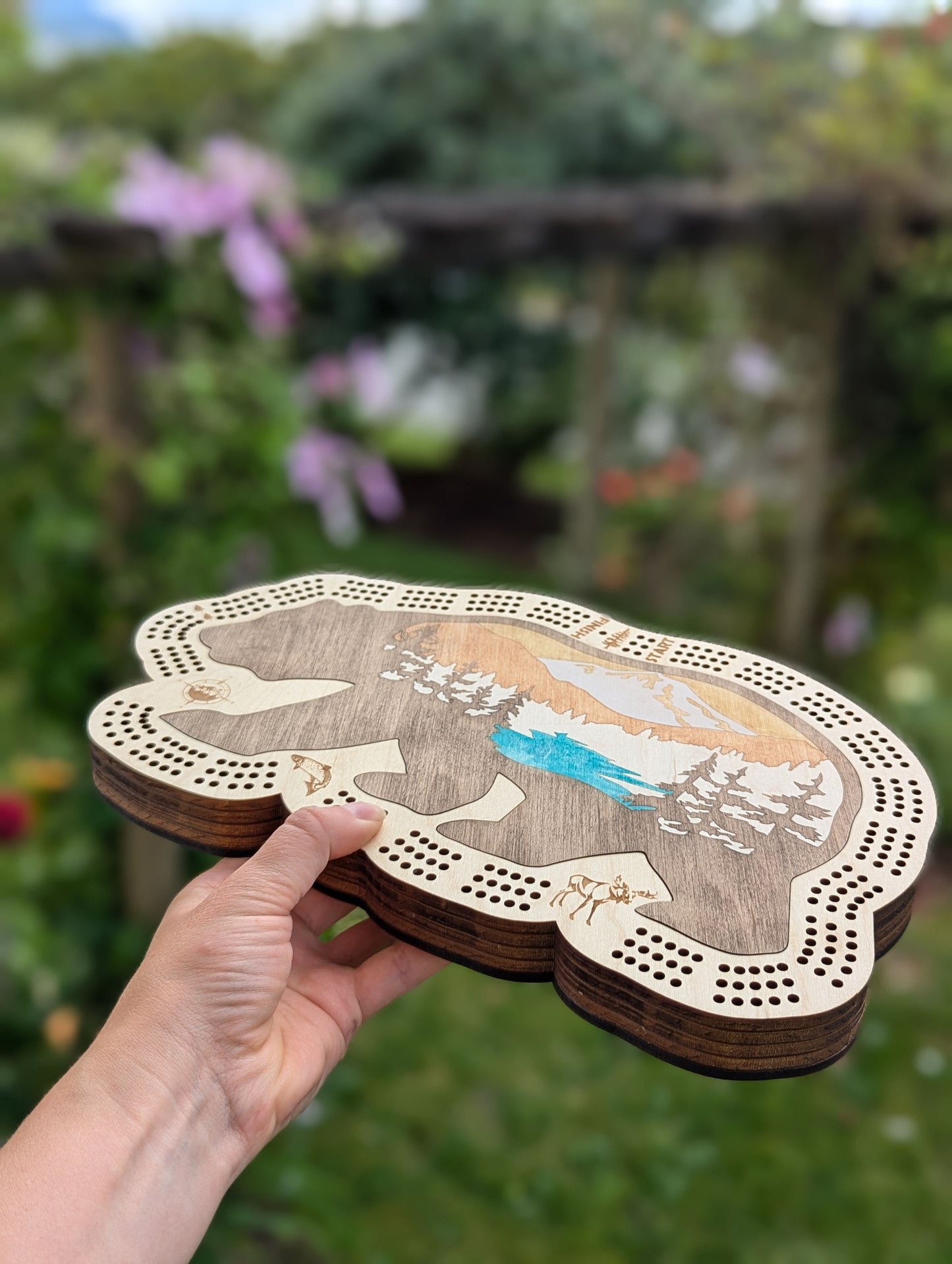 Wooden Bear Cribbage Board