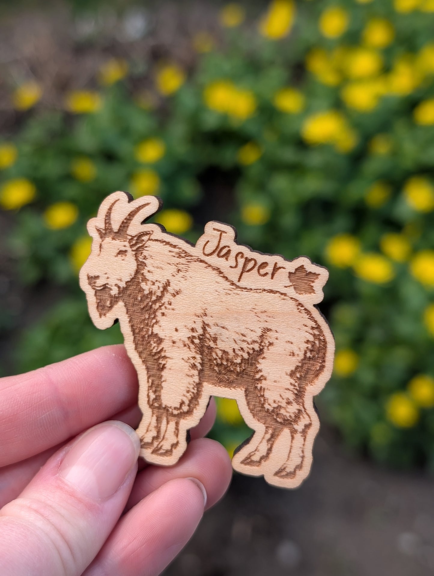 Wooden Mountain Goat Magnet or keychain