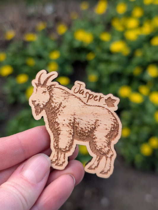 Wooden Mountain Goat Magnet or keychain