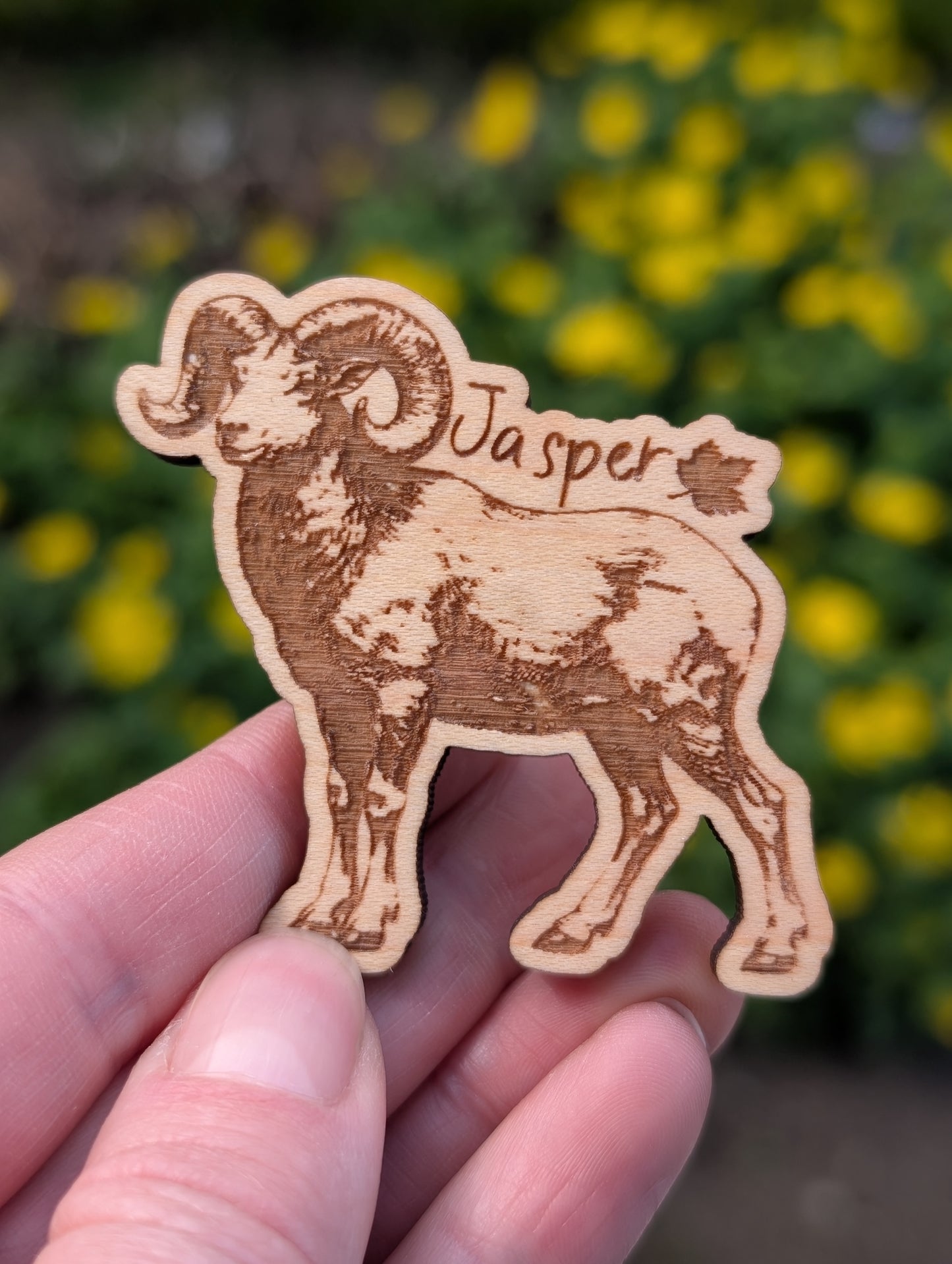 Wooden Bighorn Sheep Magnet or keychain