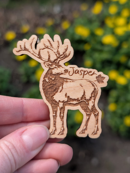 Wooden Elk Magnet or keychain