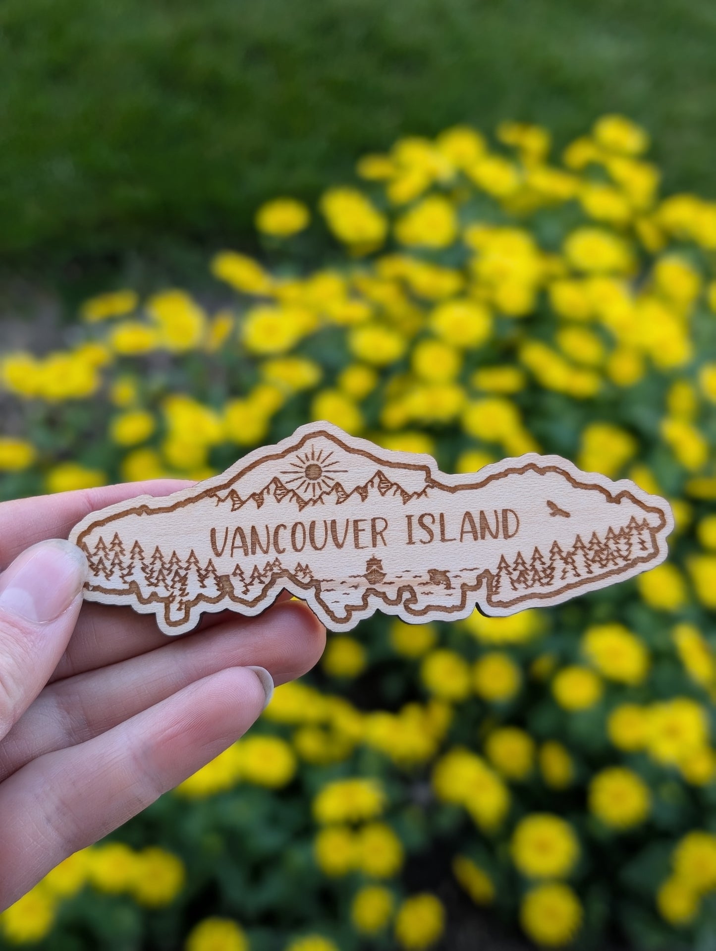 Wooden Vancouver Island Magnet or keychain