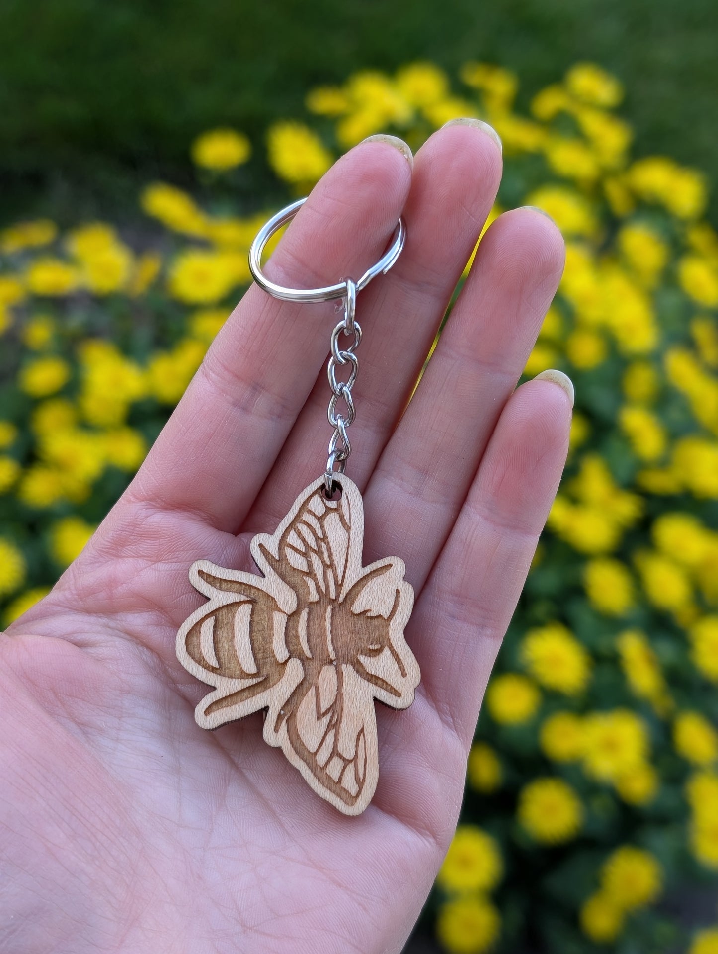 Wooden Bee Magnet or keychain