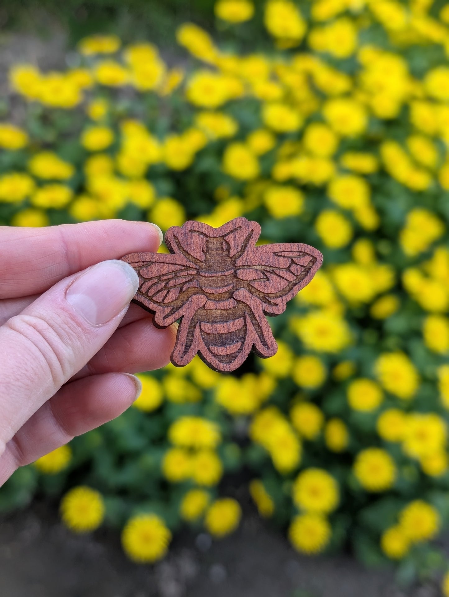Wooden Bee Magnet or keychain