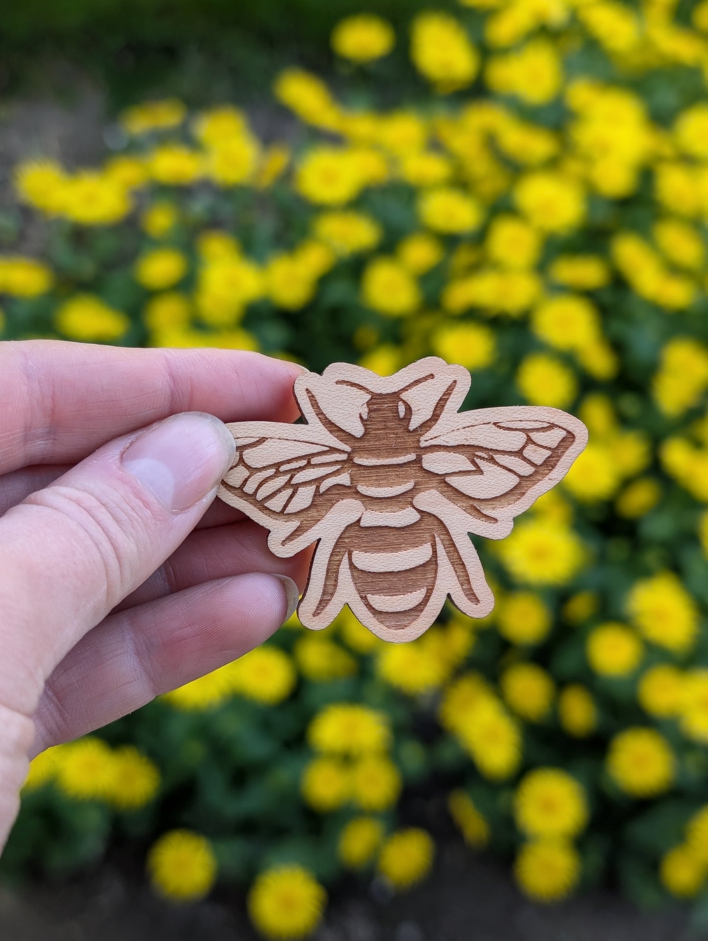 Wooden Bee Magnet or keychain