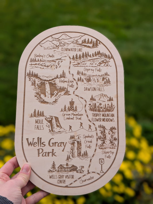 Wooden Engraved Wells Gray Corridor Illustrated Art Map
