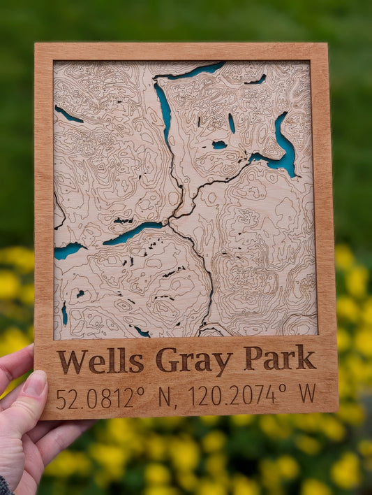 Wells Gray Park Wooden Topographic Map