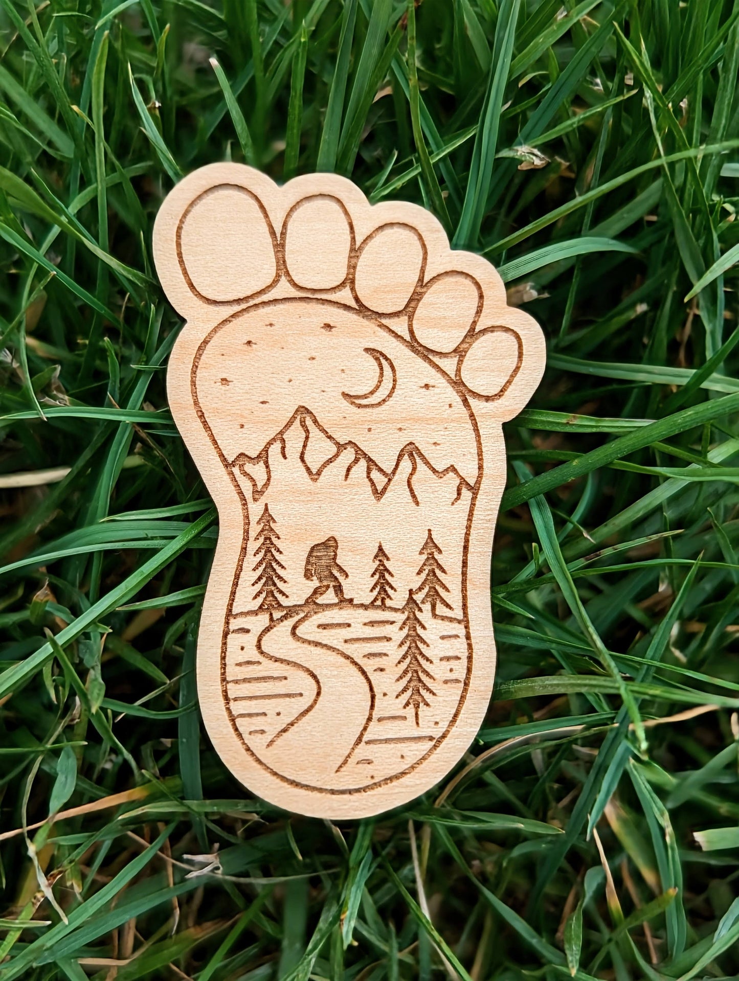 Wooden Bigfoot Magnet