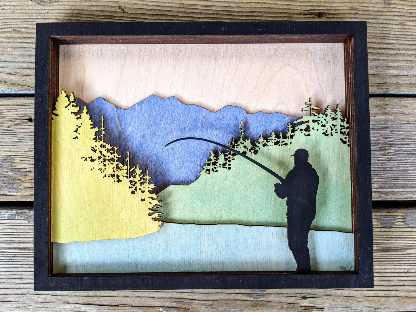 Vedder River Fishing Wooden 3D Art Piece Shadow box 90.00