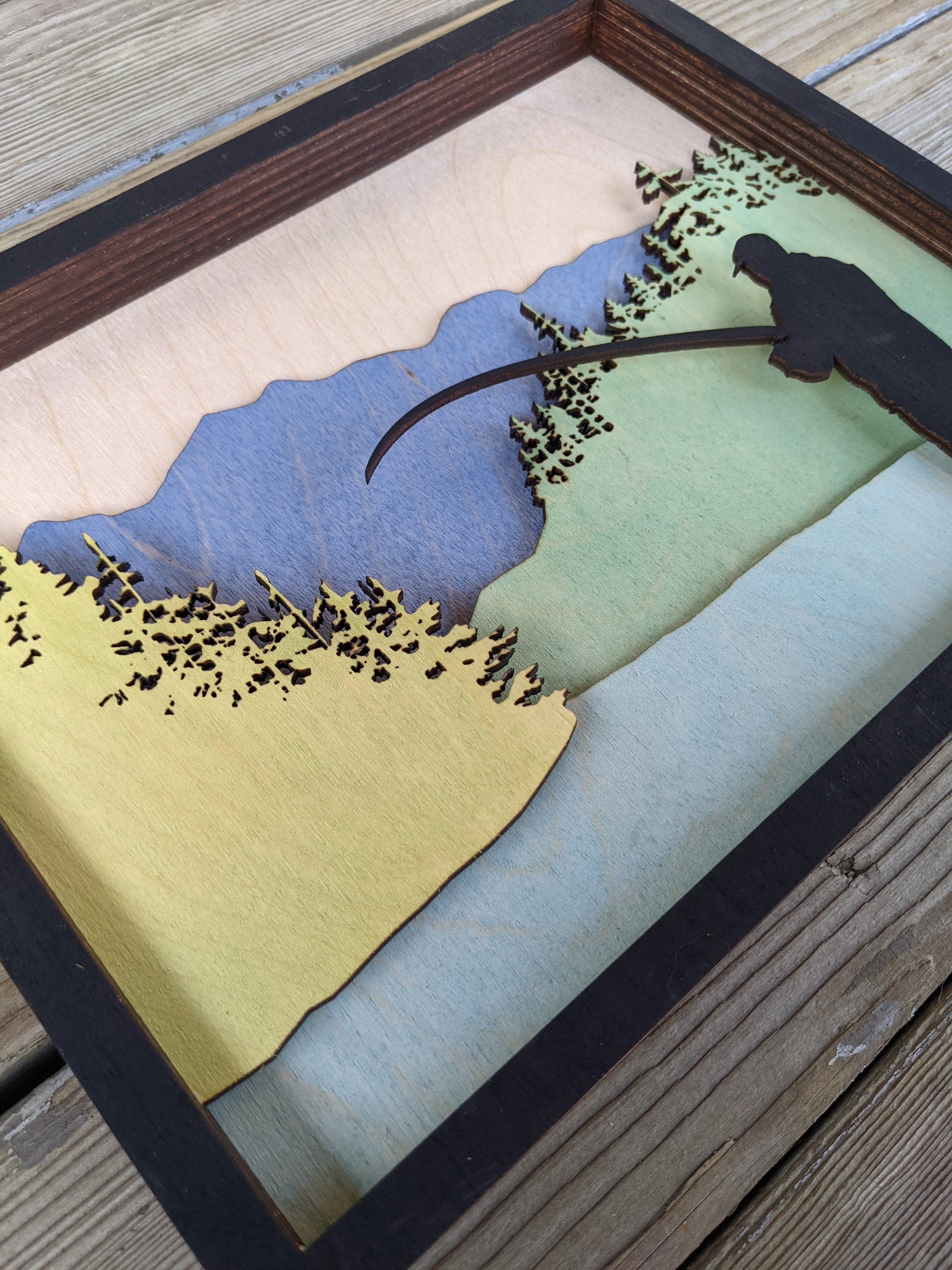 Vedder River Fishing Wooden 3D Art Piece Shadow box 90.00