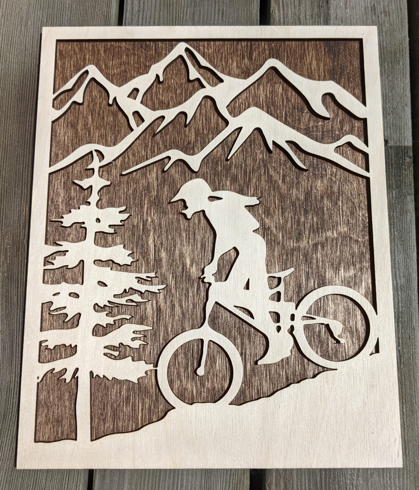 3D Layered Mountain Biking Wall Art Sign 35.00