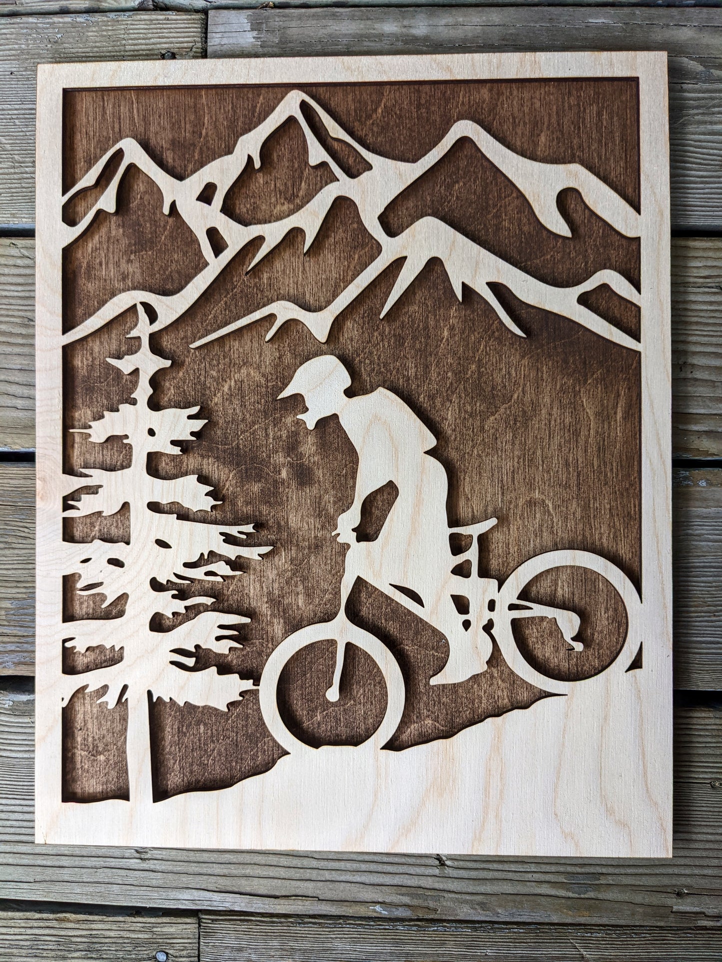 3D Layered Mountain Biking Wall Art Sign 35.00