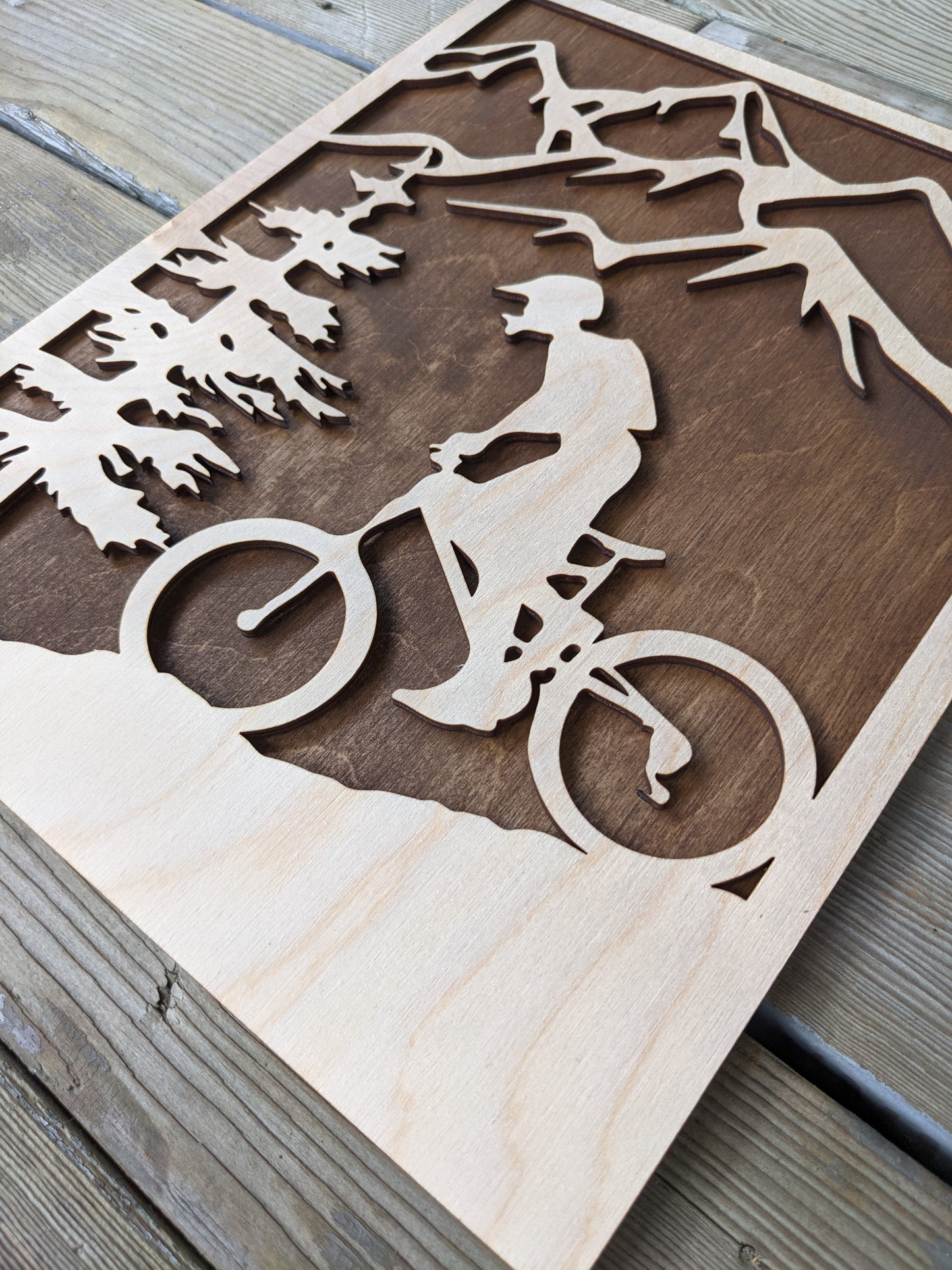 3D Layered Mountain Biking Wall Art Sign 35.00