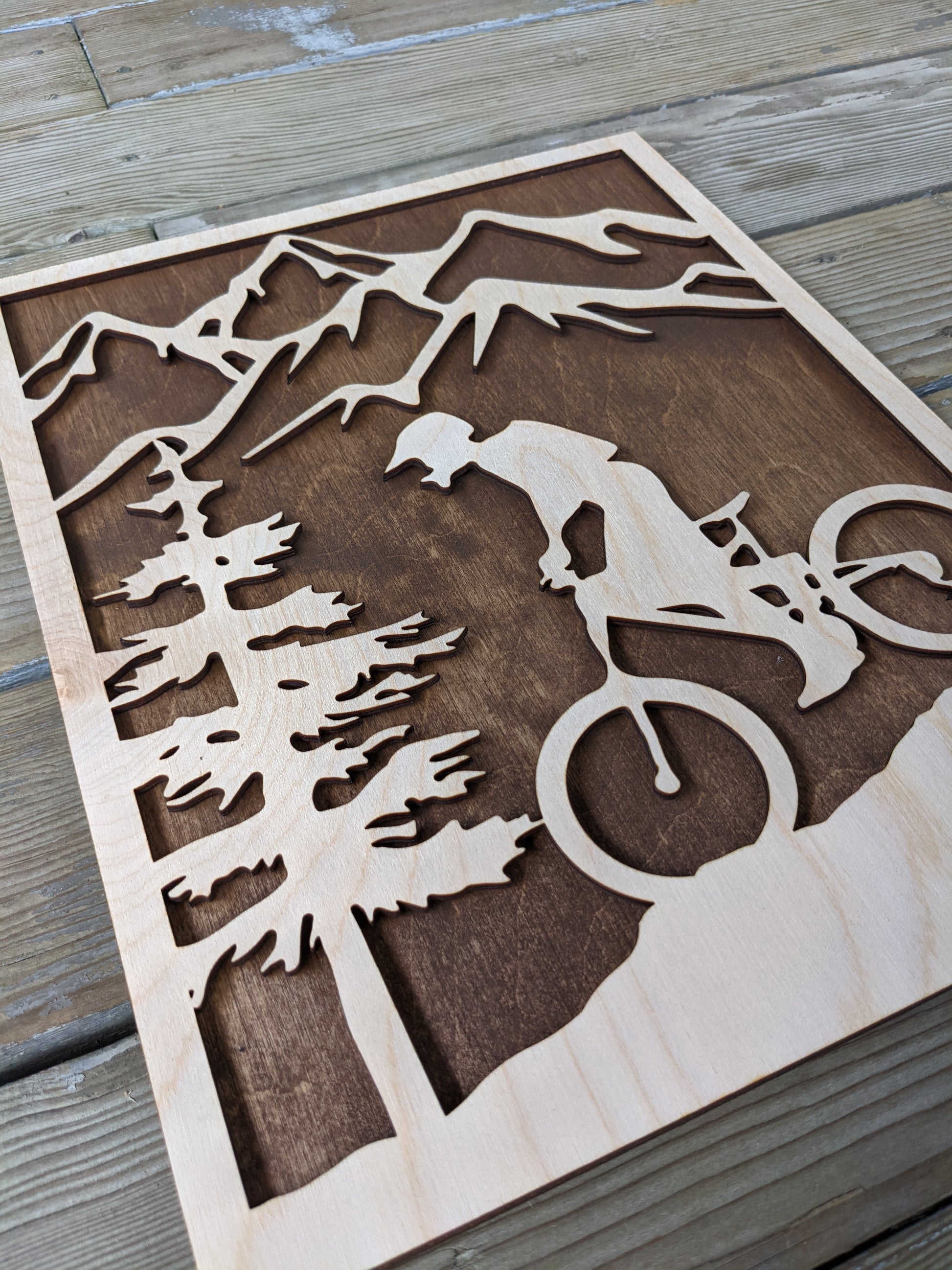 3D Layered Mountain Biking Wall Art Sign 35.00