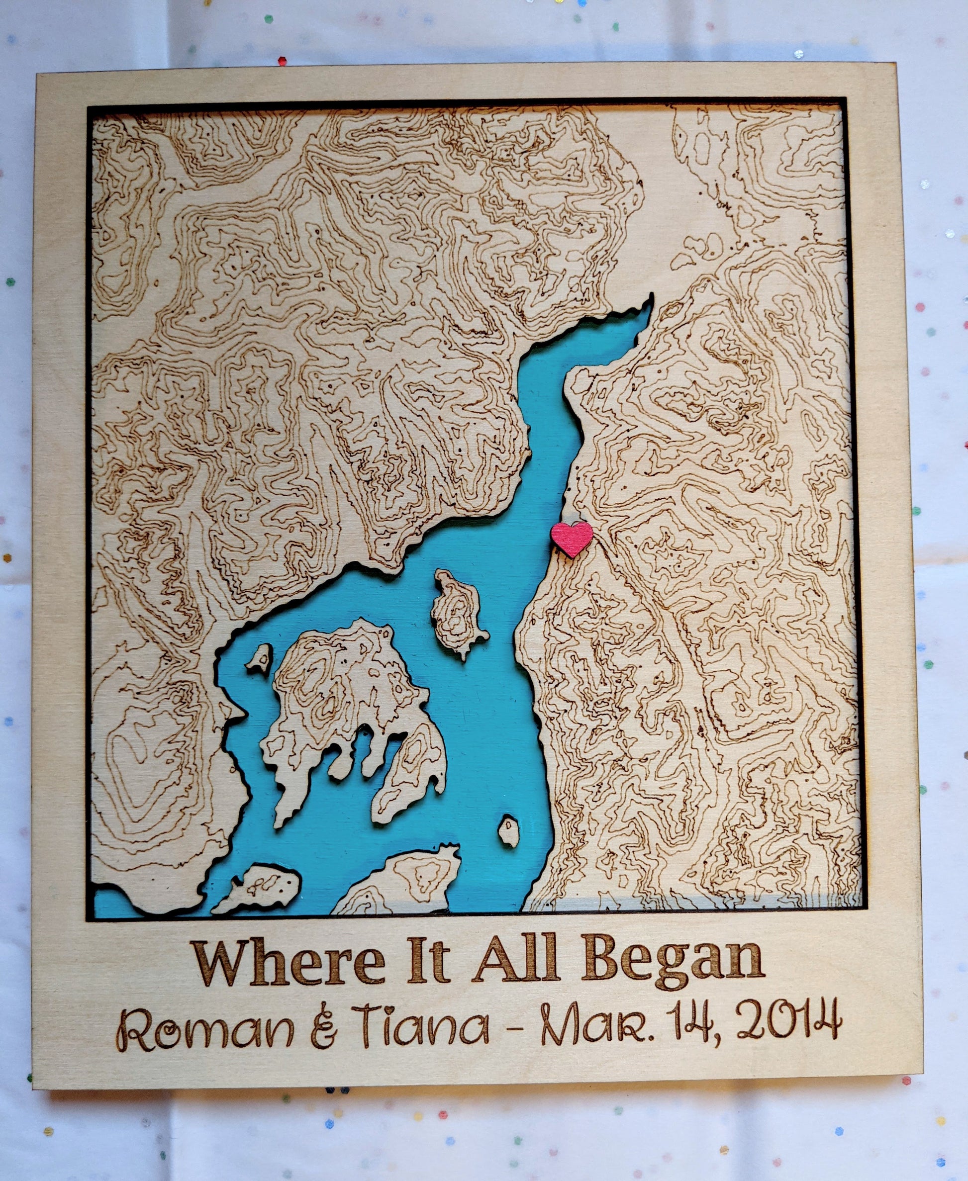 Custom 3D Engraved Wooden Map Map 70.00