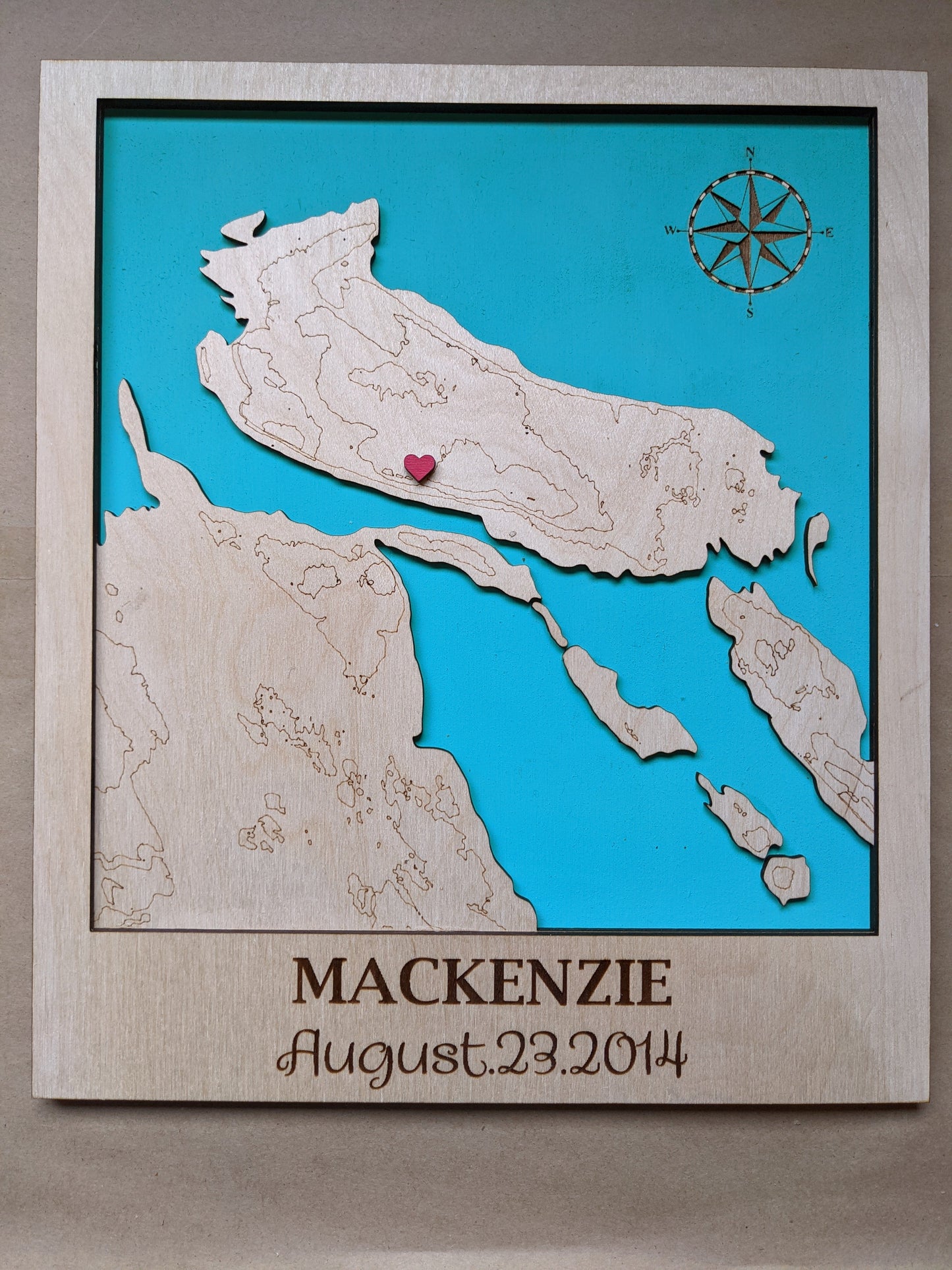 Custom 3D Engraved Wooden Map Map 70.00