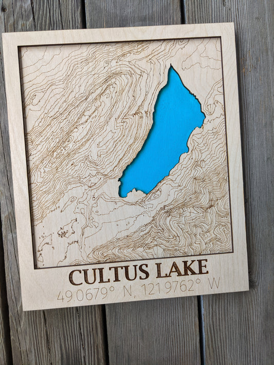 Cultus Lake Wooden Topographic Map Map 50.00