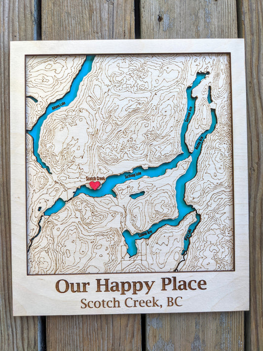 Custom 3D Engraved Wooden Map Map 70.00