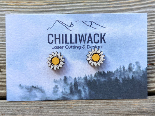 Hand-painted Wooden Daisy Earring Studs Earrings 10.00