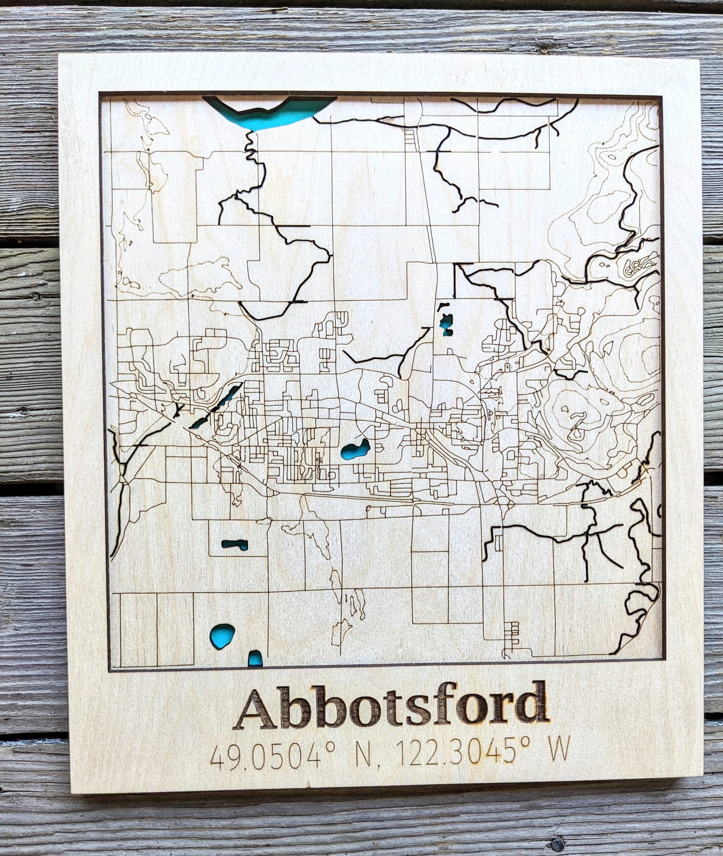 Abbotsford Wooden Topographic Map Map 50.00
