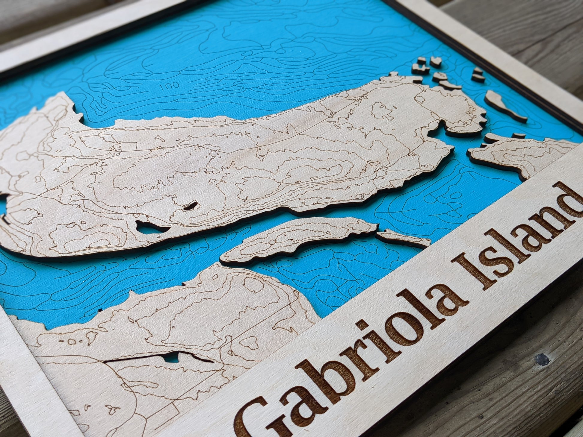 Gabriola Island Wooden Topographic Map Map 50.00