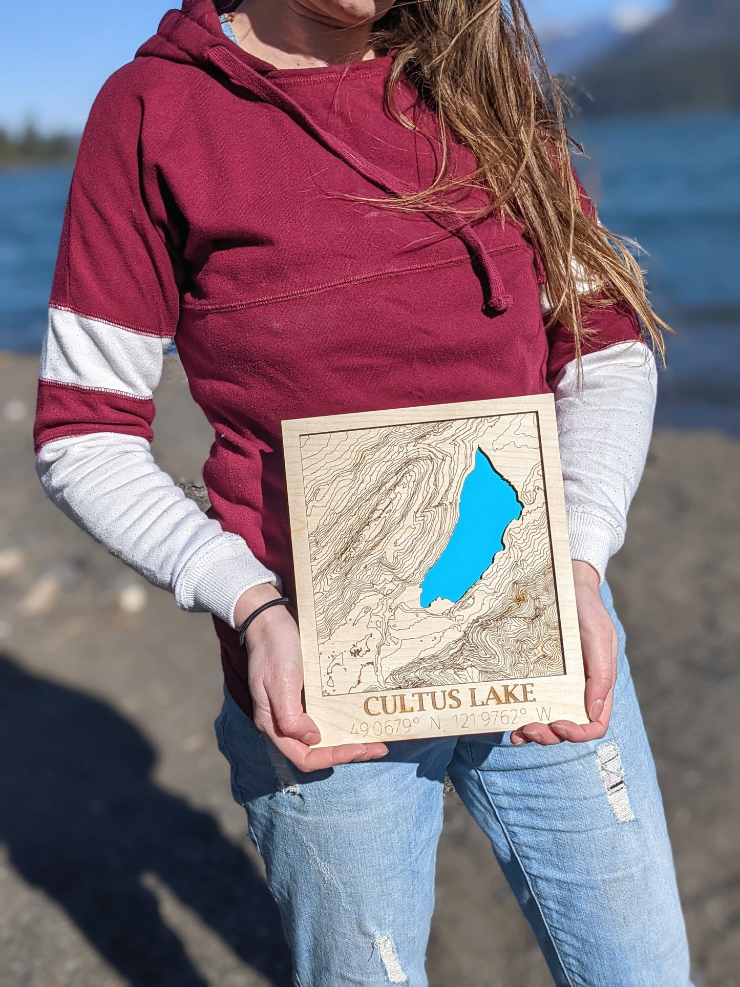 Cultus Lake Wooden Topographic Map Map 50.00