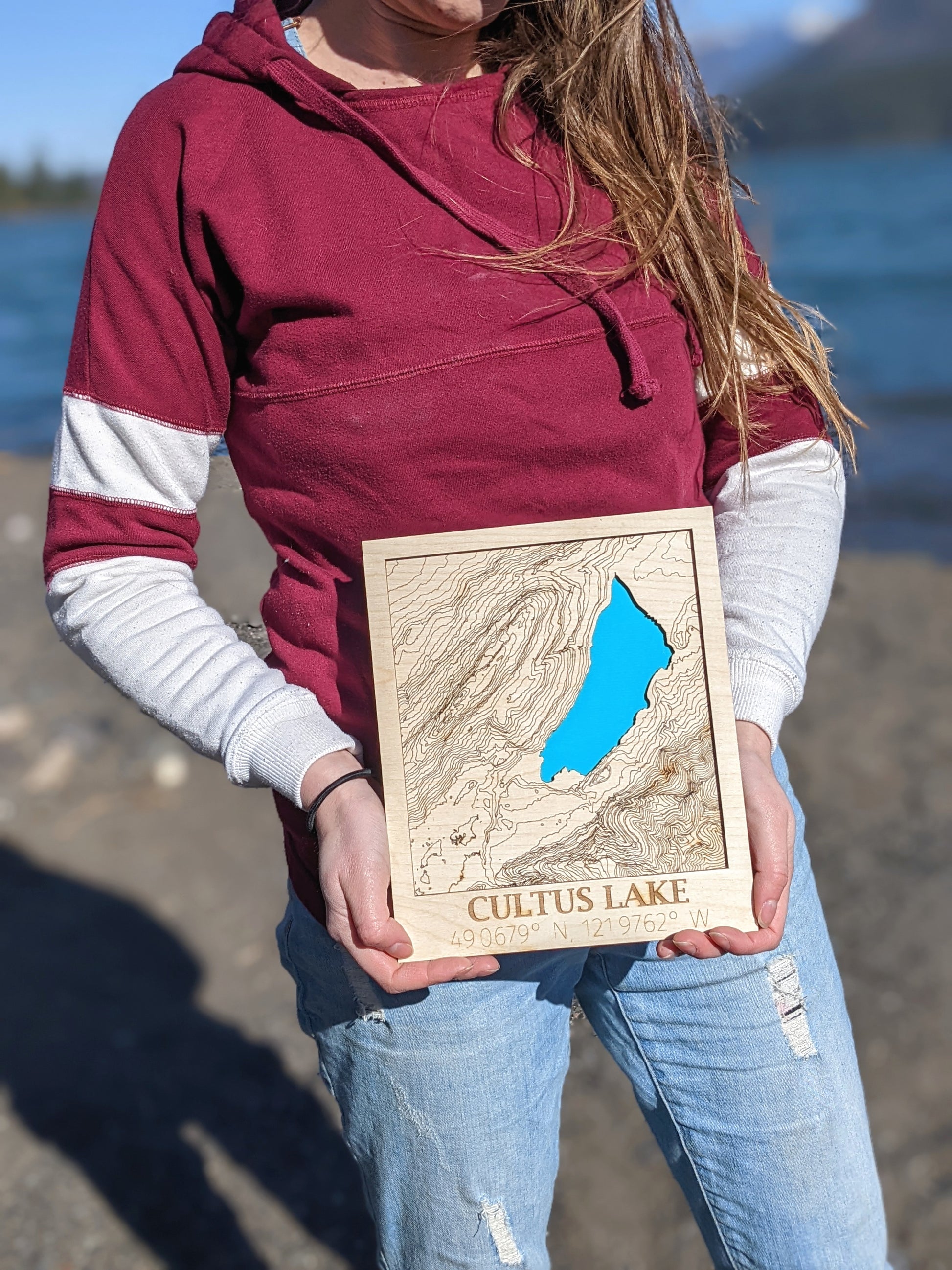 Cultus Lake Wooden Topographic Map Map 50.00