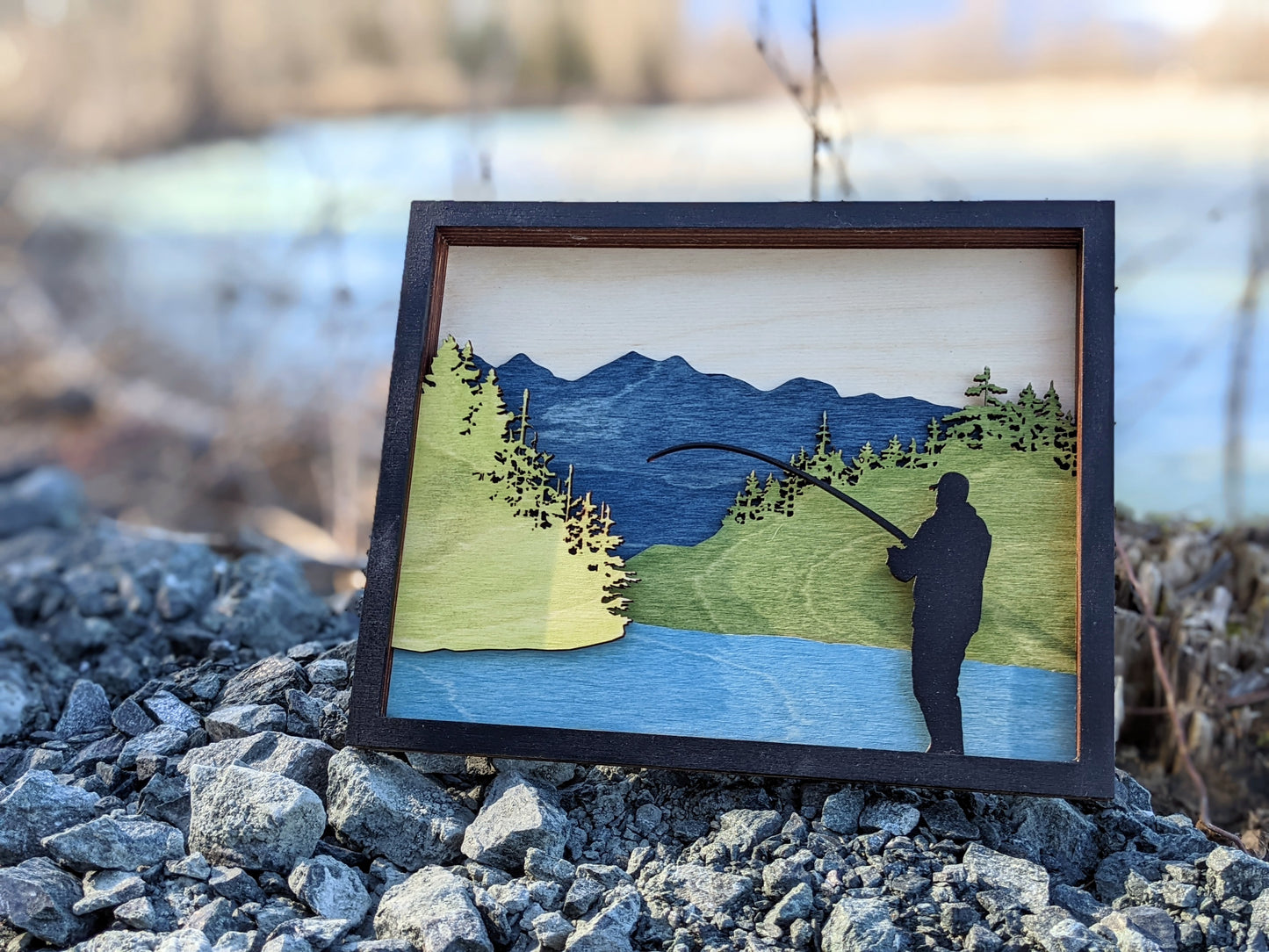 Vedder River Fishing Wooden 3D Art Piece Shadow box 90.00