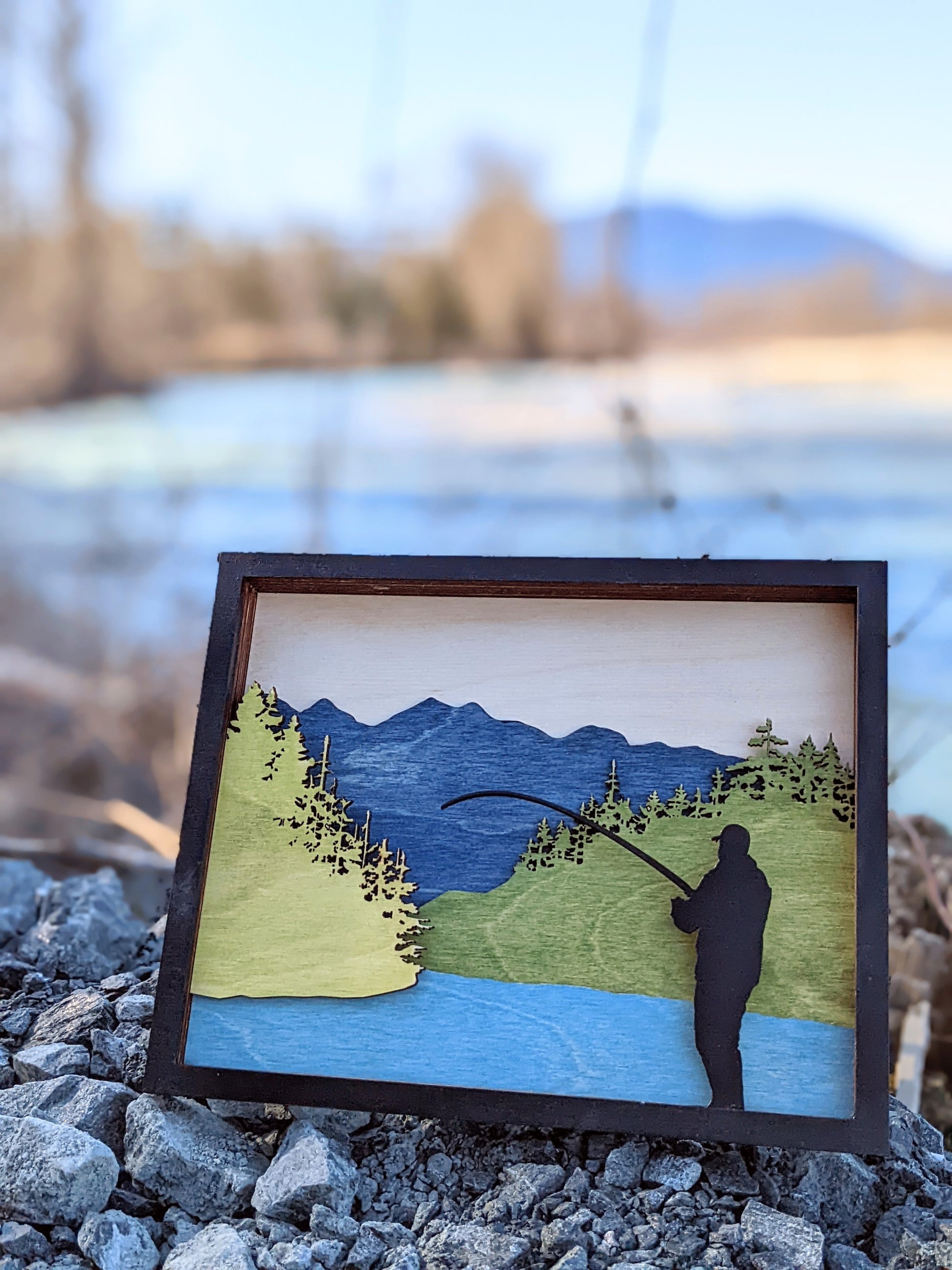Vedder River Fishing Wooden 3D Art Piece Shadow box 90.00