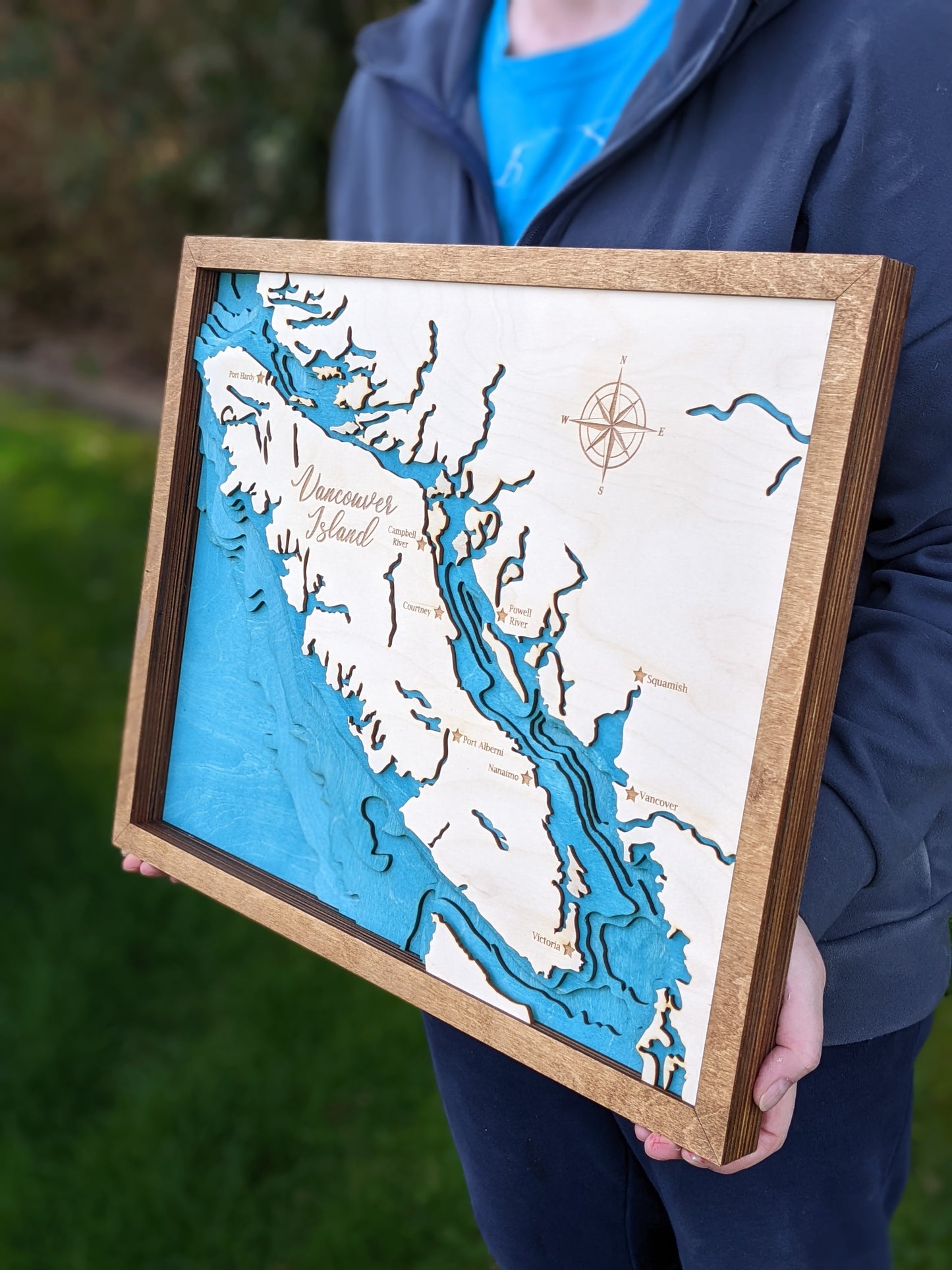 Vancouver Island 3D layered Wooden Bathymetric Map Map 350.00